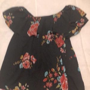 comfy floral print off the shoulder shirt